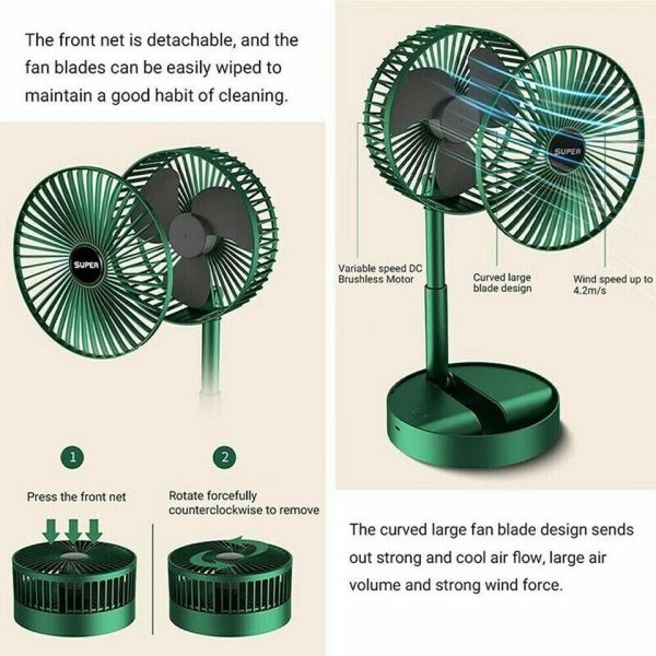 Portable Telescopic Folding Fan Table Desk Fan | 3 Speeds Adjustable Height Fan (non-chargeable)