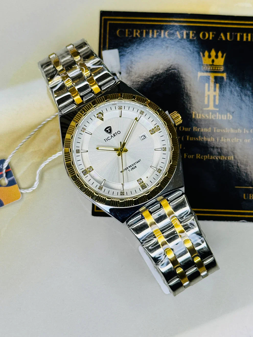Two Tone White Dial Ticarto Premium  Watch