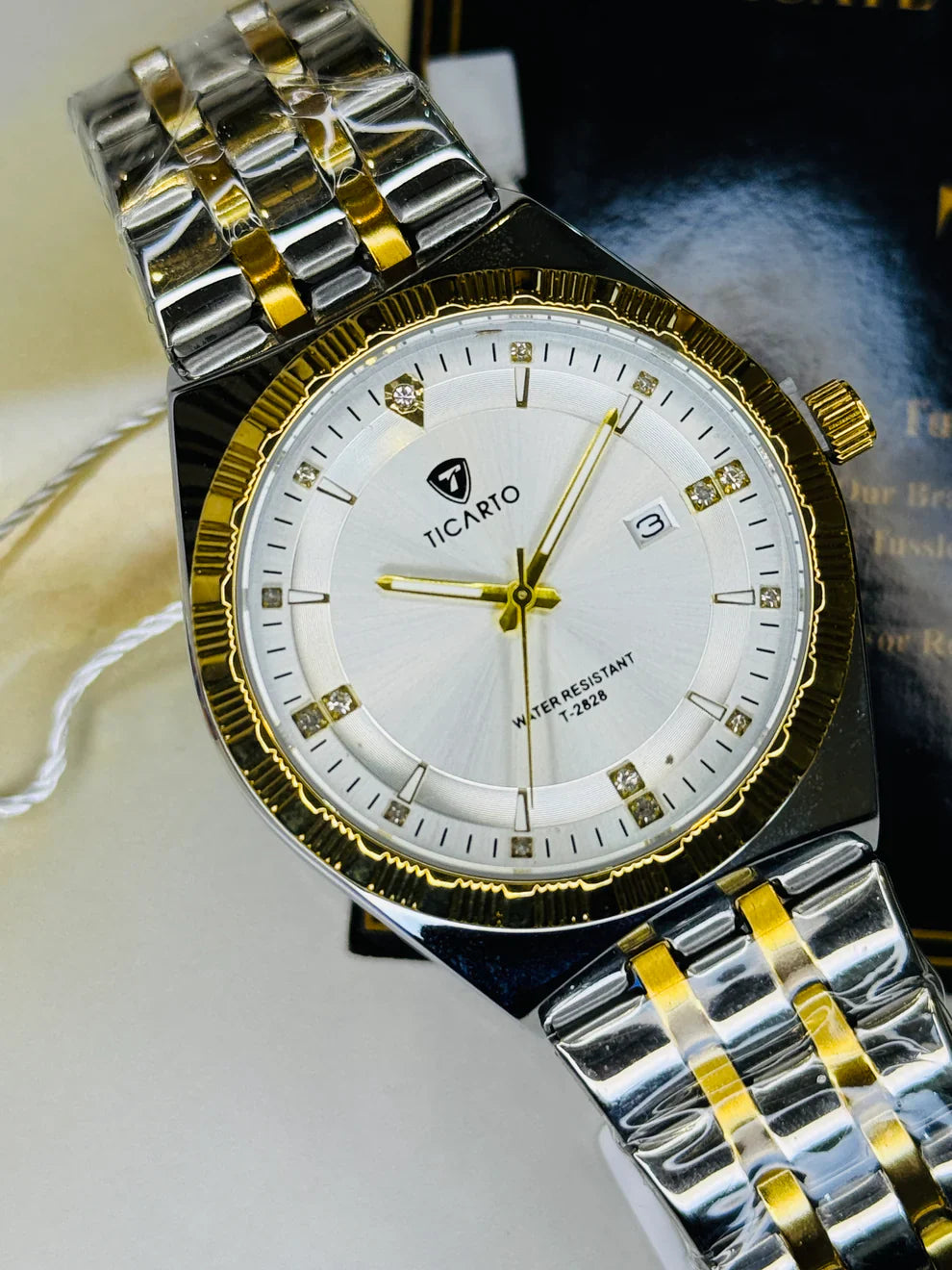 Two Tone White Dial Ticarto Premium  Watch