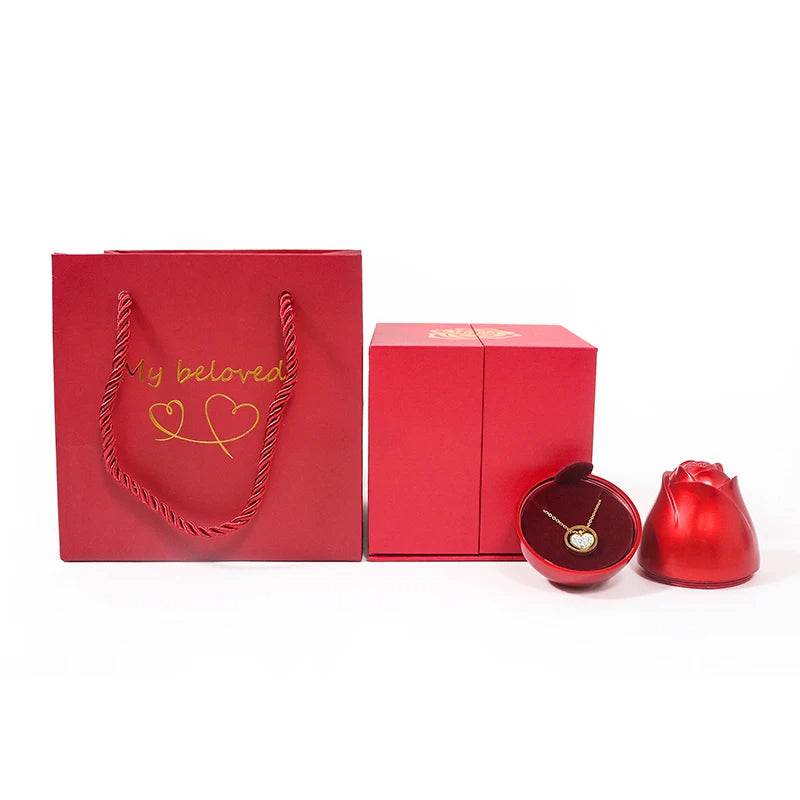 Pendant and ring With Rose Gift Box