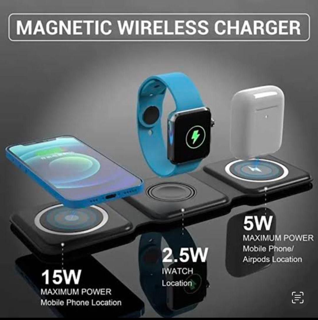 3 in 1 Wireless Charging Pad- 15 watts Power Hub3 in  Magnetic Charging Pad.
