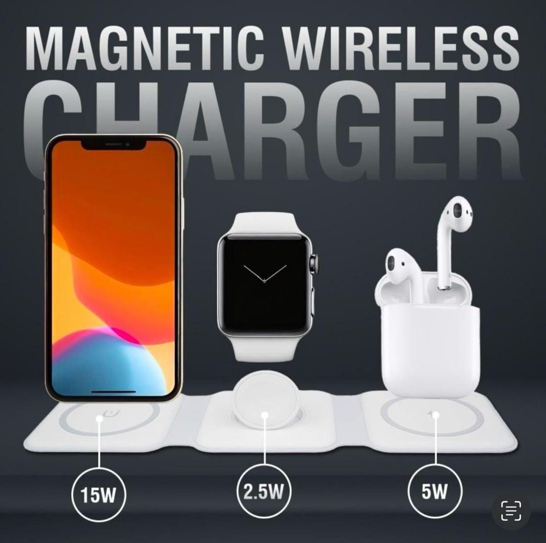 3 in 1 Wireless Charging Pad- 15 watts Power Hub3 in  Magnetic Charging Pad.