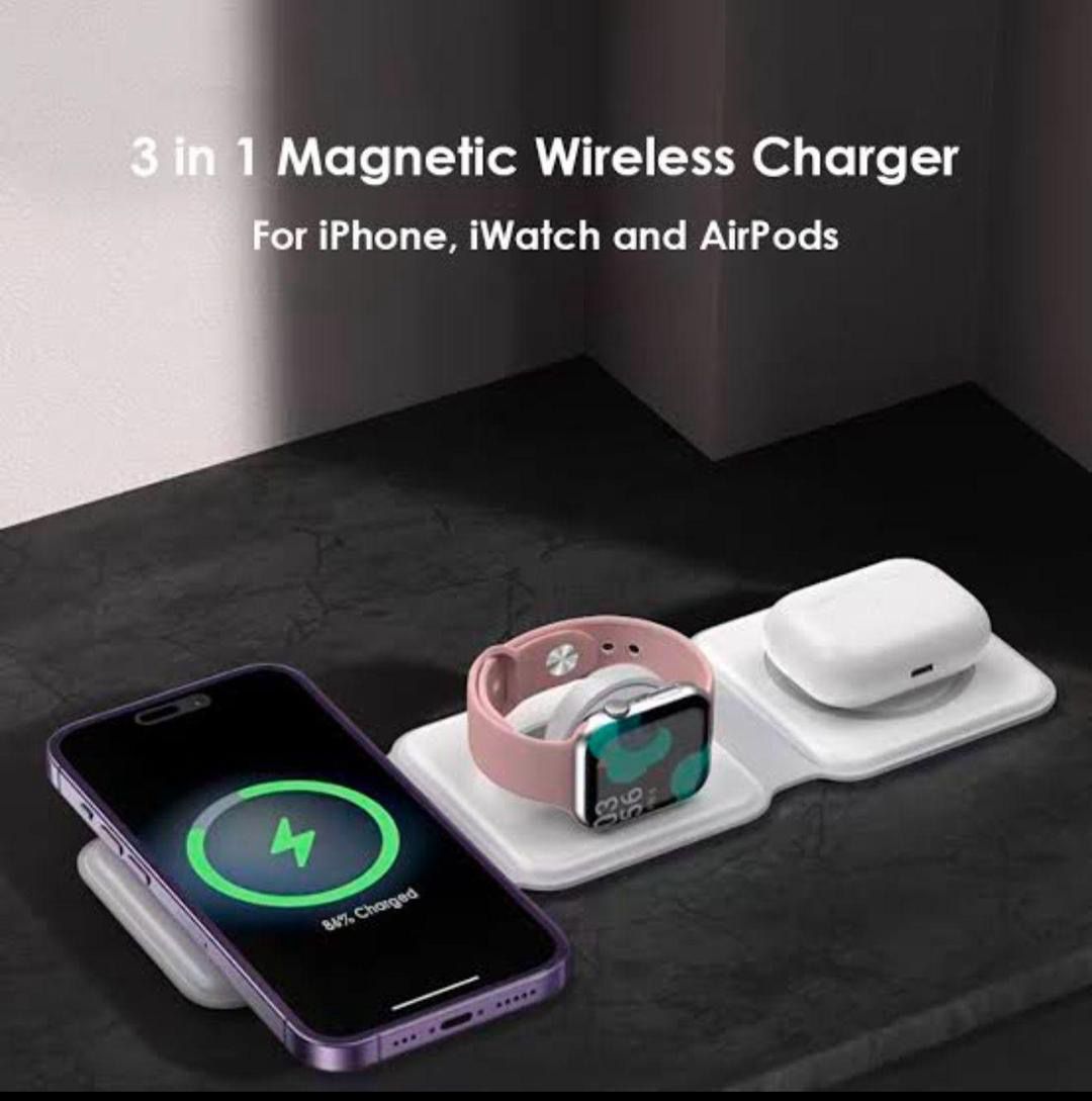 3 in 1 Wireless Charging Pad- 15 watts Power Hub3 in  Magnetic Charging Pad.