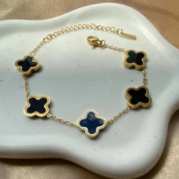 Classic Stainless Steel Hot Selling Golden Clover Adjustable Bracelet